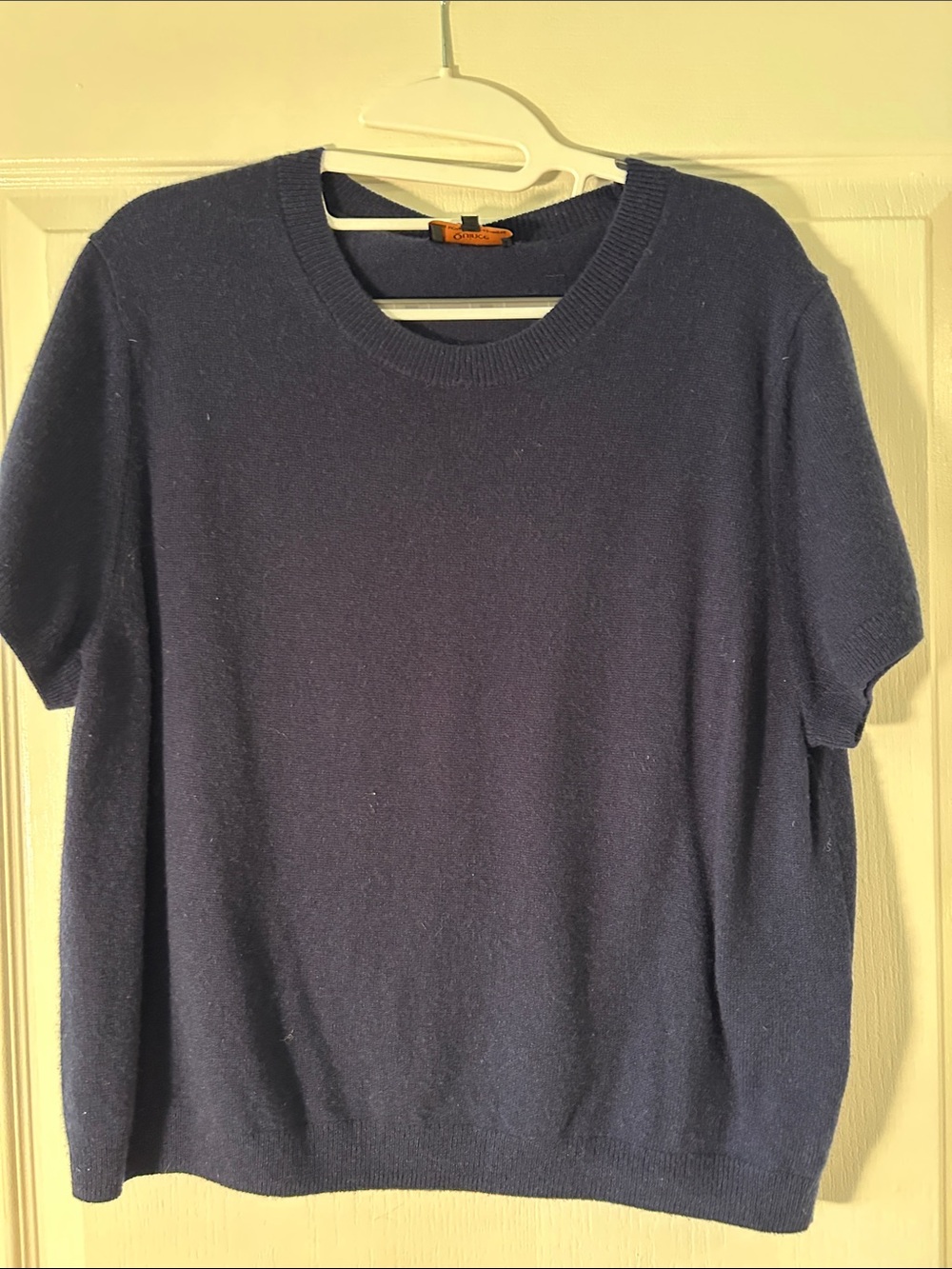 Quince Women’s Short-Sleeve Crewneck Cashmere Sweater in Navy